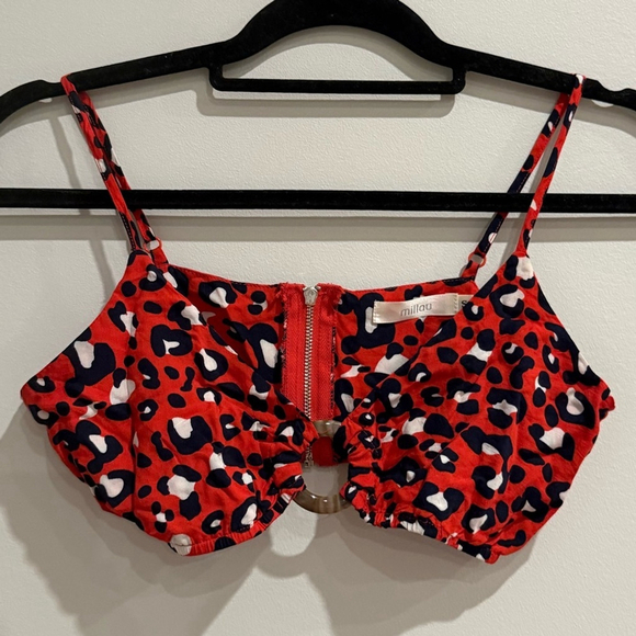 Urban Outfitters Millau Red Leopard Ring Cutout Crop Top - Picture 1 of 5